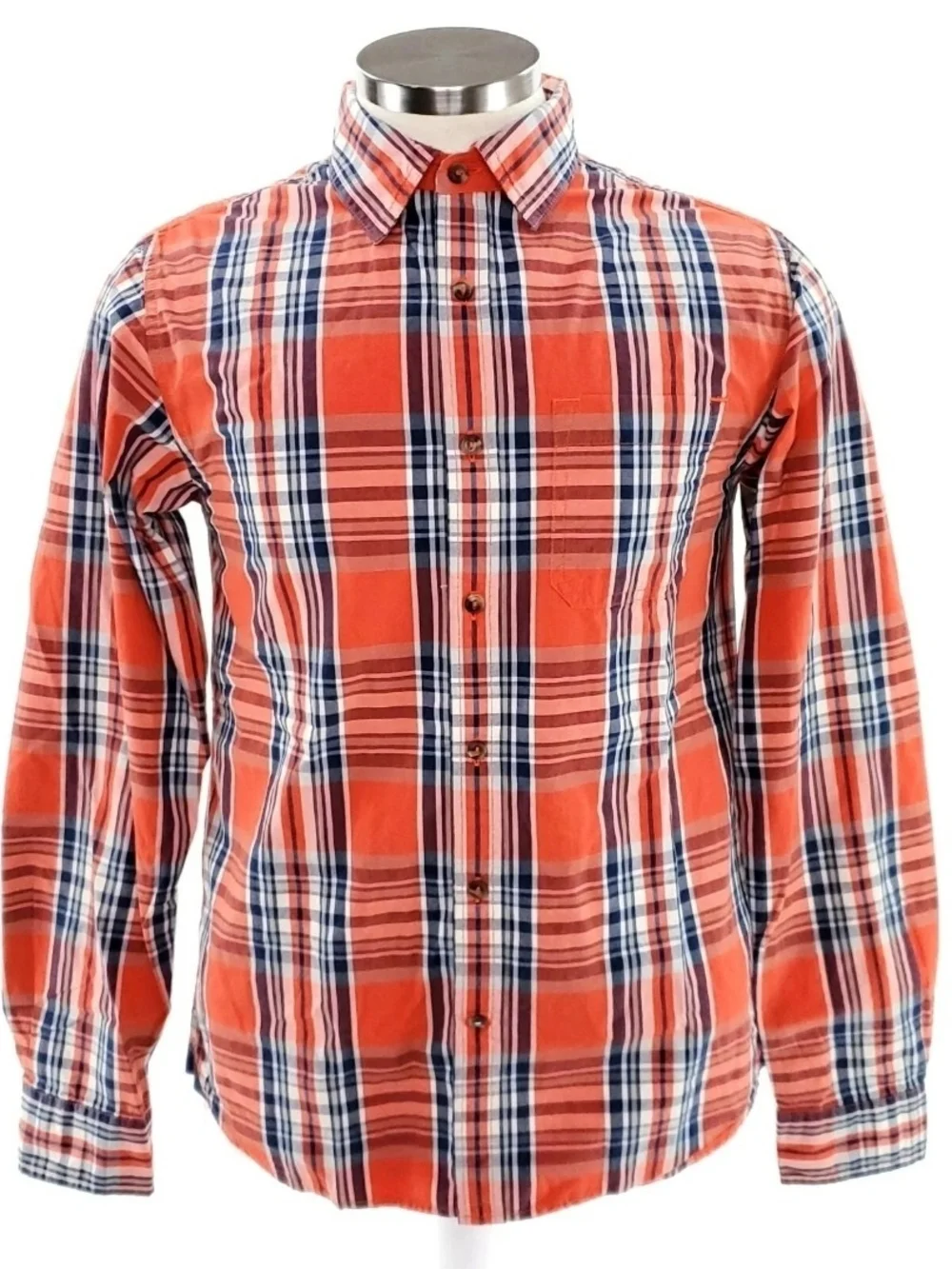The North Face Mens Long Sleeve Button Up Shirt Small Orange 100% Cotton